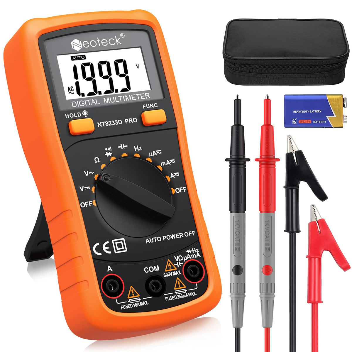 Neoteck Auto-Ranging Digital Multimeter with Backlit LCD,2000 Counts