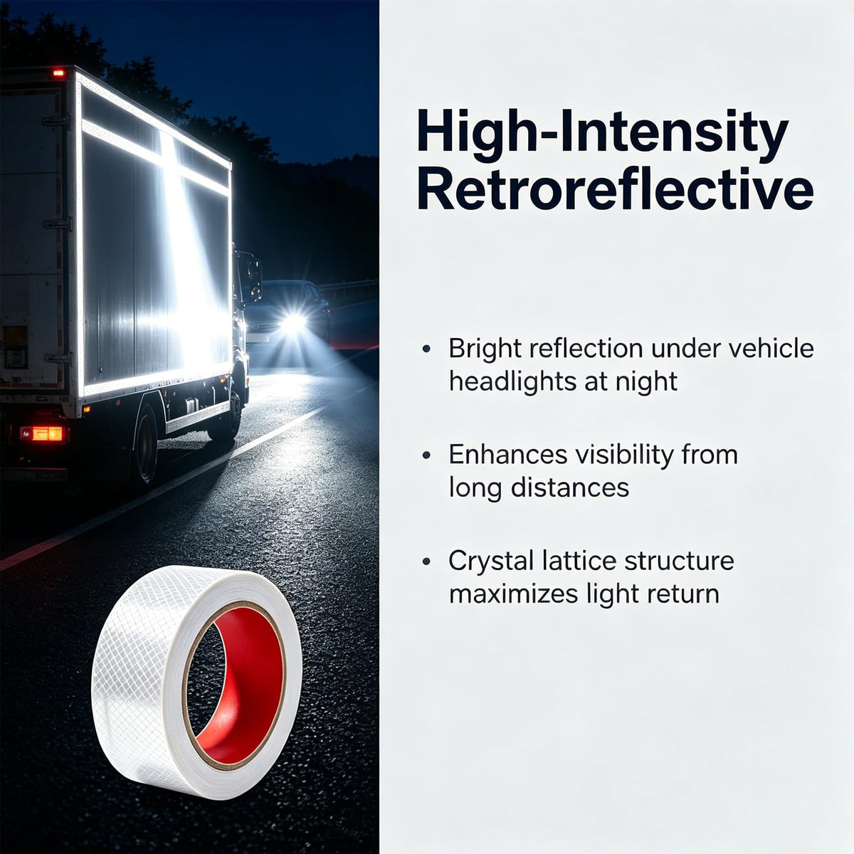 Reflective Tape, 1" x 16.4ft Waterproof Self Adhesive Dot Safety Reflector