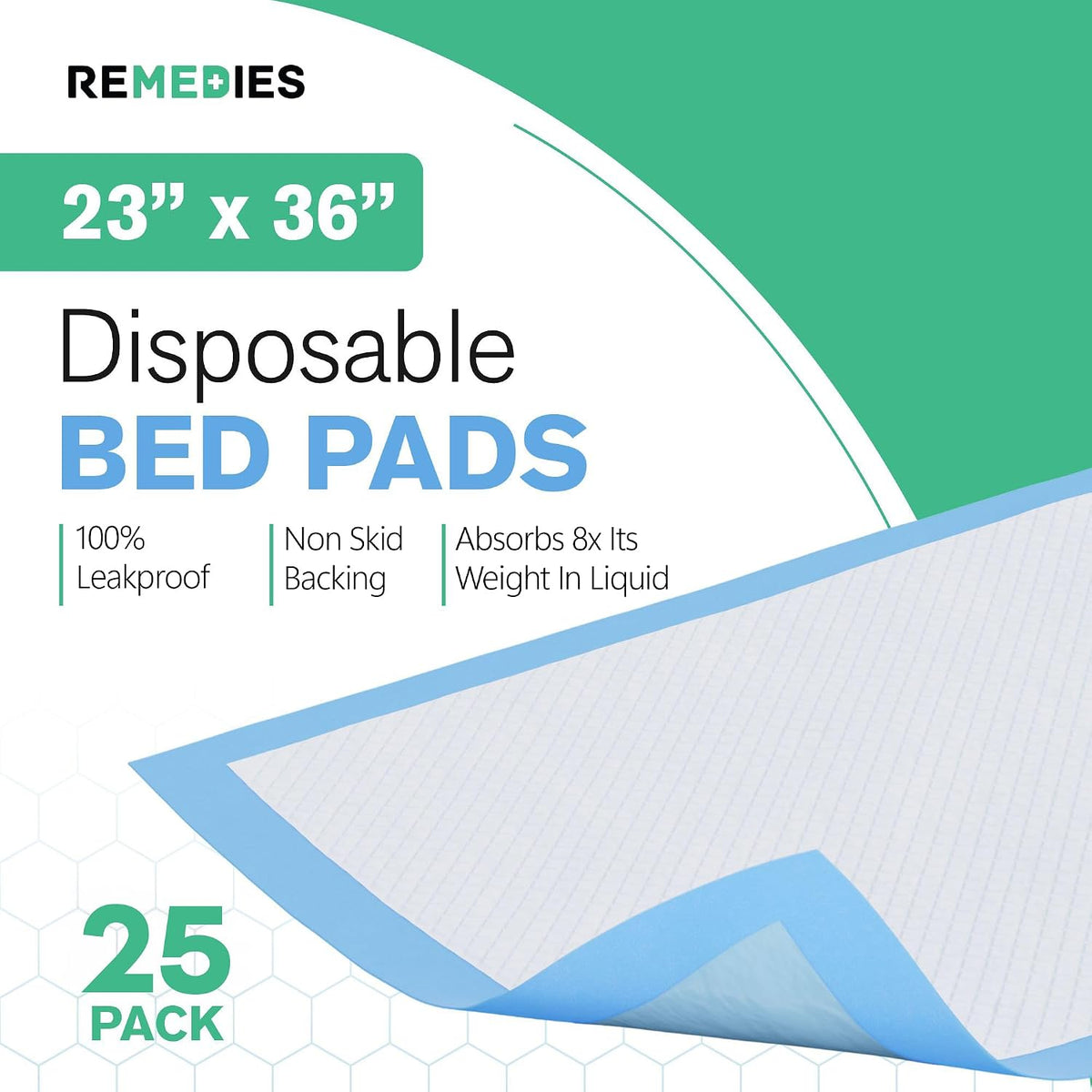 Disposable Bed Pads 23" x 36" - 25 Count - Large Bed Pads for Incontinence - Seniors, Adults & Kids Chucks Pads