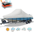 16'-18.5' Center Console Boat Cover, 1300D PU Waterproof Trailerable | Marine Grade Oxford Fabric, UV & Tear