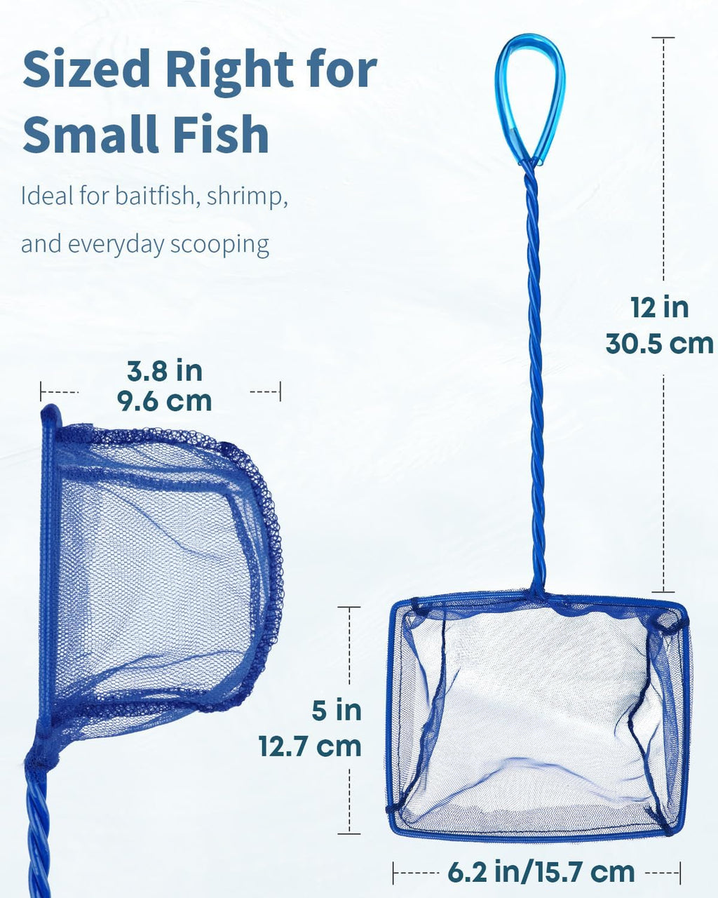 5''/6'' Fish Net for Fish Tank, Aquarium Net with Braided Metal Handle and Nylon Mesh, Small Fish Net Minnow Net for