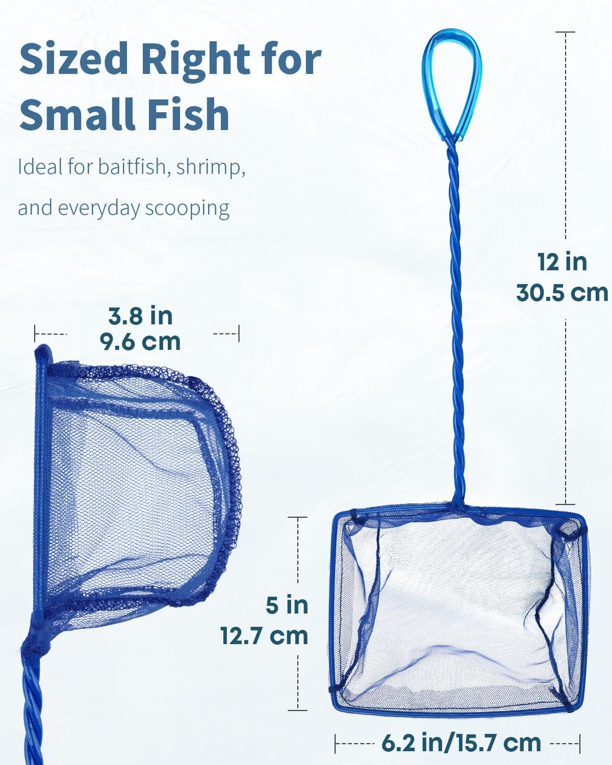 5''/6'' Fish Net for Fish Tank, Aquarium Net with Braided Metal Handle and Nylon Mesh, Small Fish Net Minnow Net for
