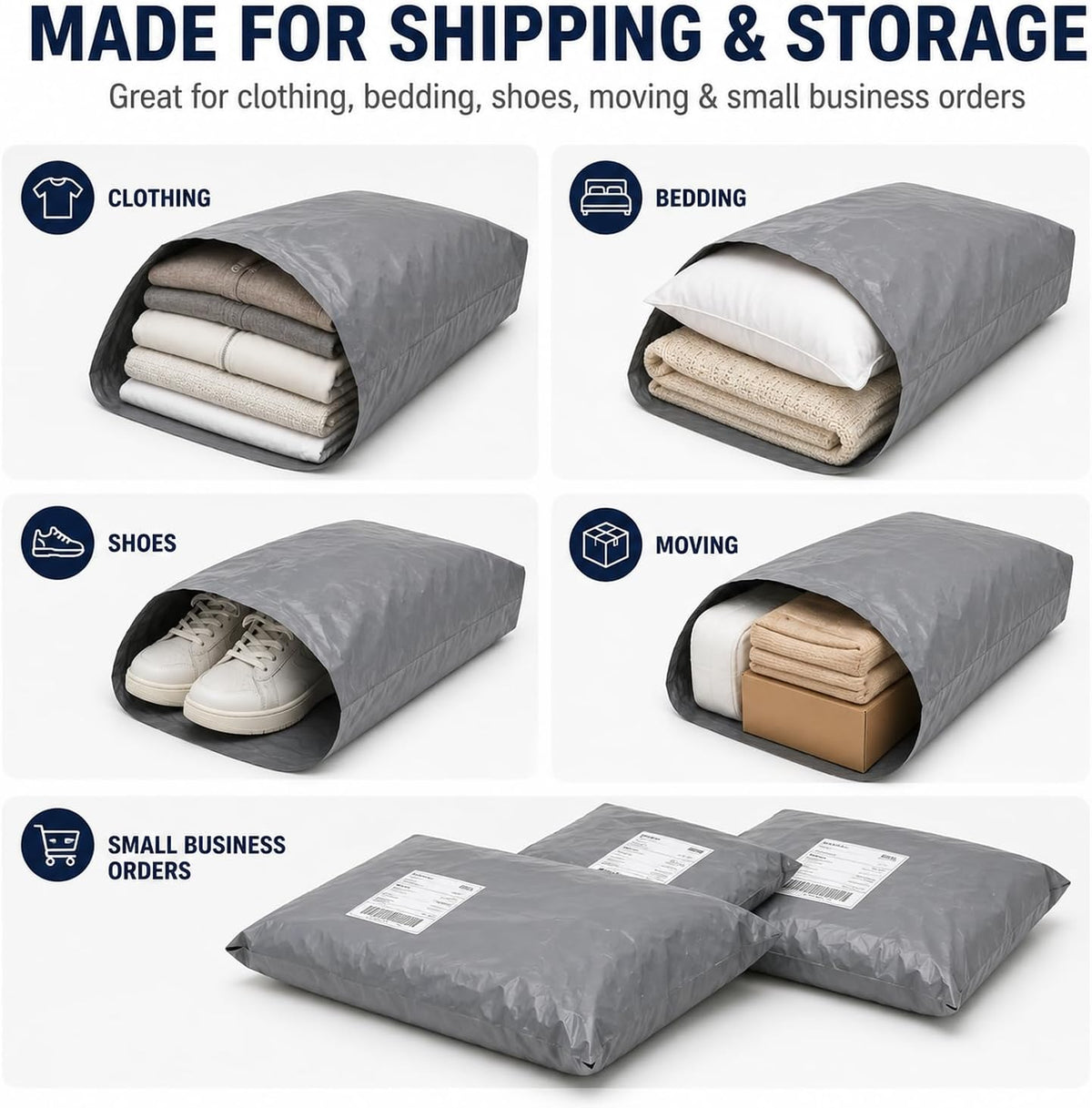 Large Shipping Bags 24x36, 5 Pack Poly Mailers for Clothes
