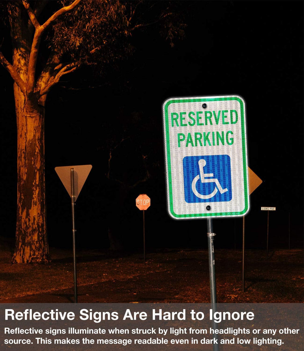 Reserved Parking Sign, Handicap Parking with Picture of Wheelchair Sign,18 x 12 Inches Engineer Grade Reflective