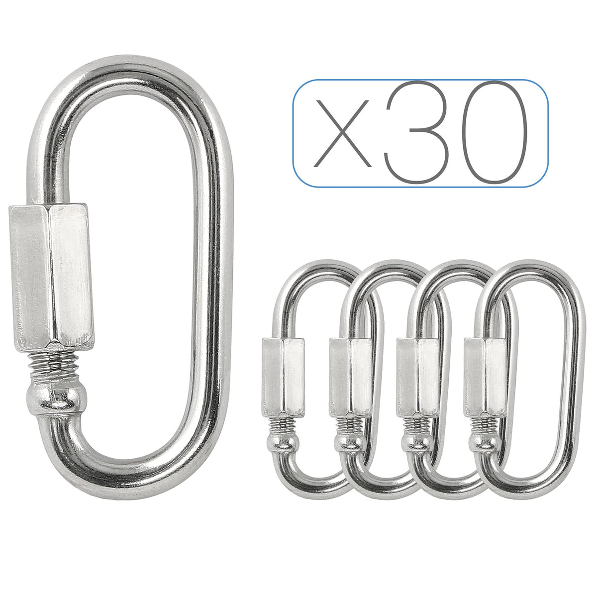 M3.5 Stainless Steel Quick Link Chain Connector - 170lb Capacity - 30pcs