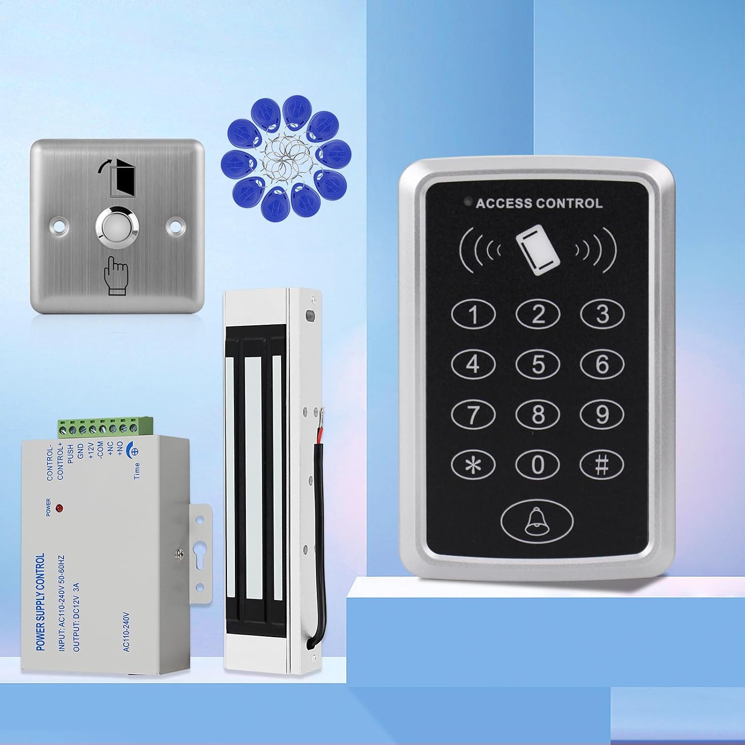 Security Access Control System kit Card Swipe, keypad Door Lock, 1000 User Capacity, smart Door Opener, 180kg /350LBs
