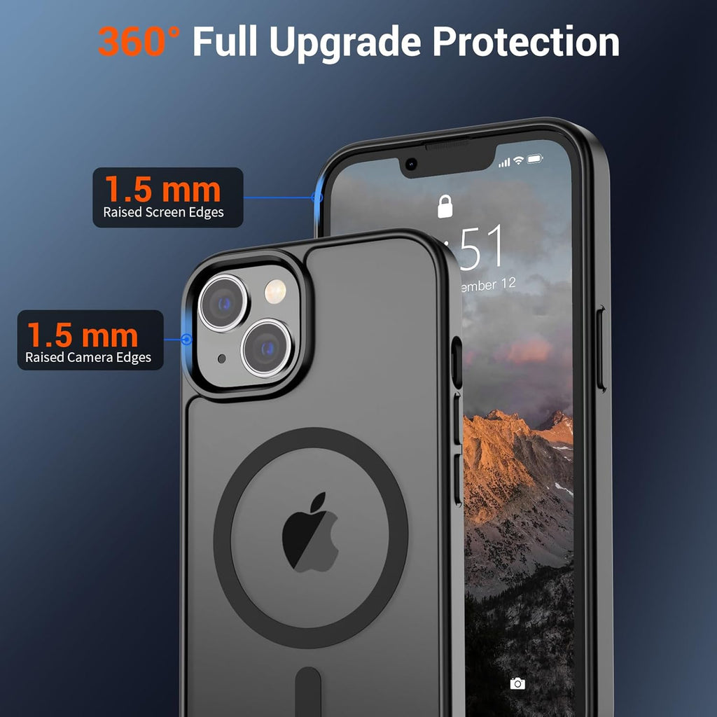Magnetic for iPhone 14 Case & iPhone 13 Case (Compatible with MagSafe)(Military Grade Drop Protection) Translucent