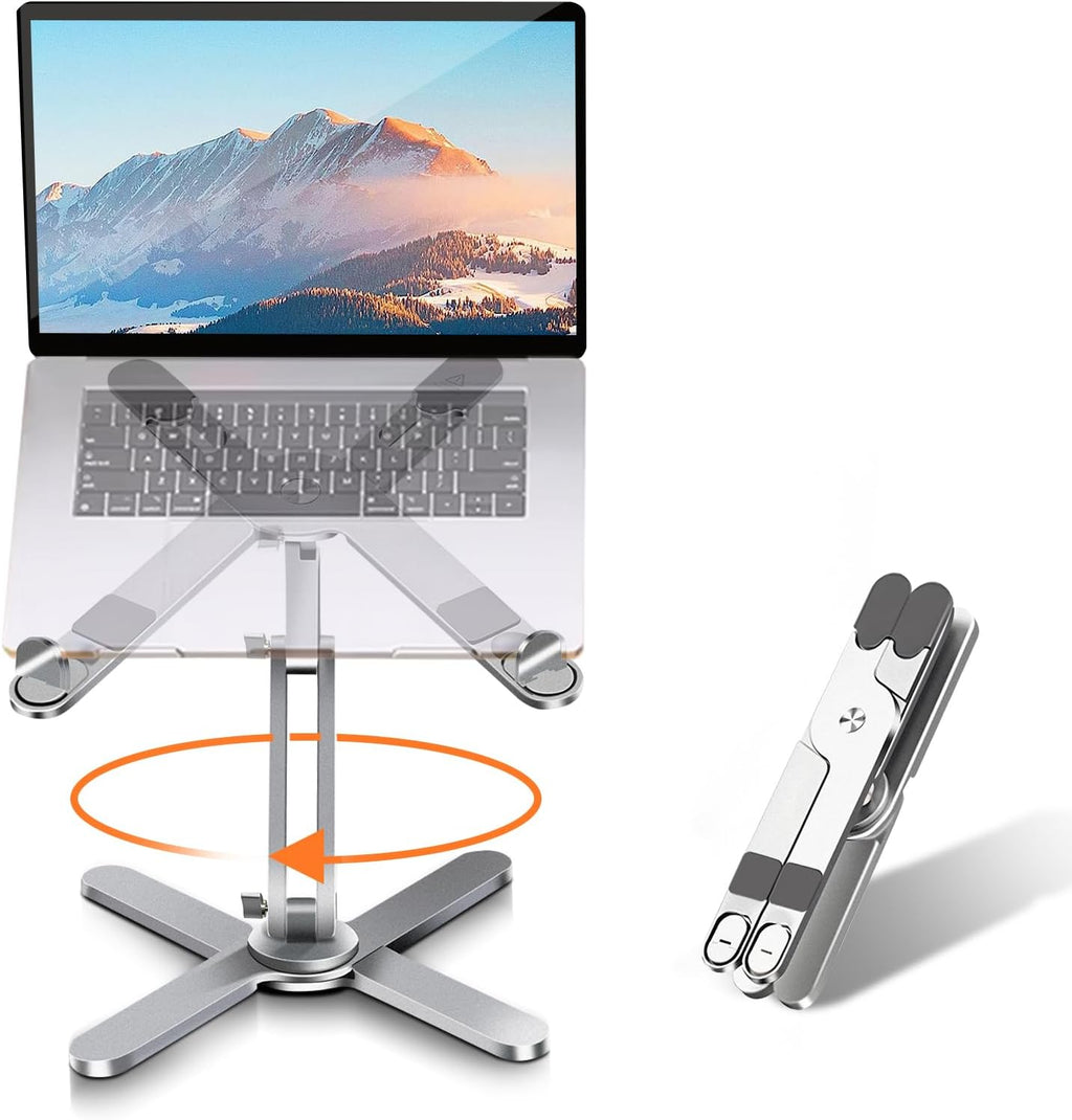 N86 360 Rotating Laptop Stand, Adjustable Height & Angle, Ergonomic Metal Riser for Desk Collaborative Work, Fully
