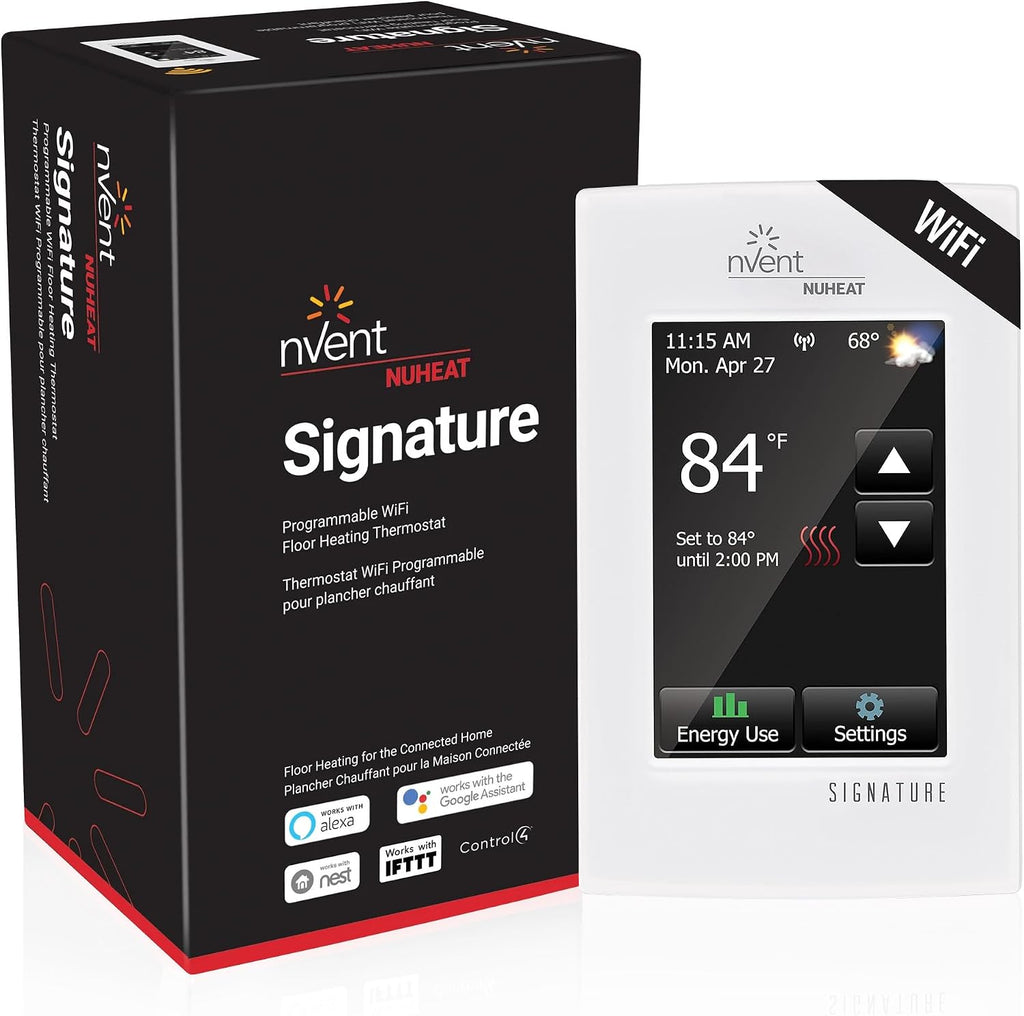 nVent Signature AC0055 WiFi Programmable Floor Heating Thermostat | w/ Extra Floor Sensor - Touchscreen & Built-In