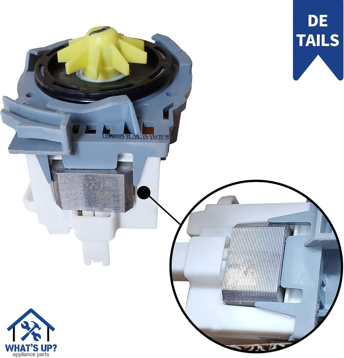 What's Up? W10348269 Dishwasher Drain Pump Replacement Part for Whirlpool Dishwashers Compatible WPW10348269 AP6020066 W10084573 661662 8558995 8565839 PS11753379 W10158351 WPW10348269VP