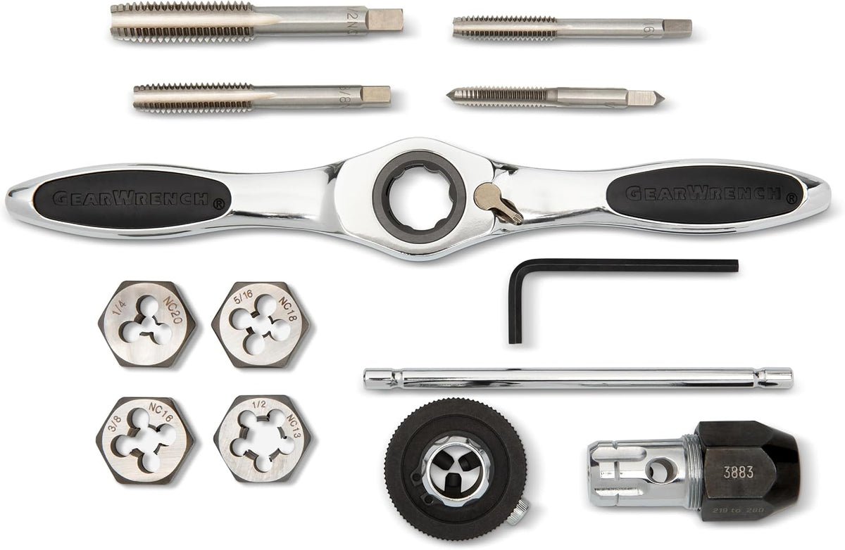 GEARWRENCH 13 Piece SAE Ratcheting Tap & Die Set | 82817
