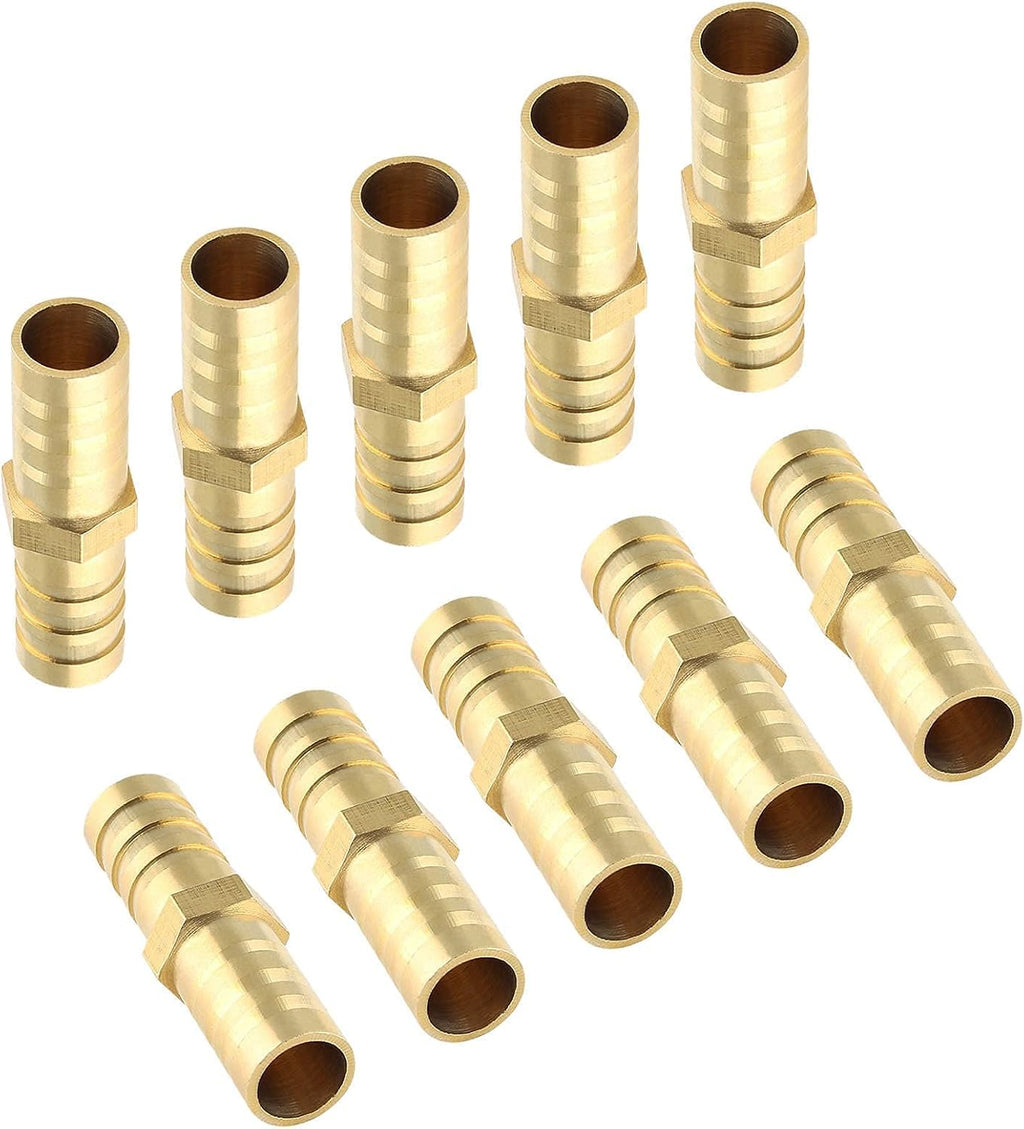 Piutouyar 10Pcs Brass Hose Barb Fitting, 3/8" x 3/8" Hose ID
