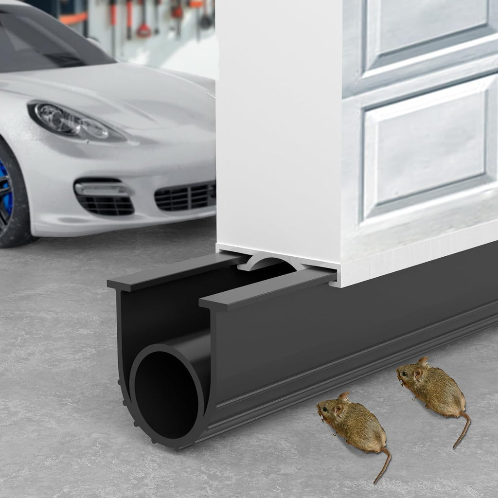 Garage Door Seals Bottom Rubber - 16.5 Feet Weatherproof EPDM Rubber, Easy DIY Trim-to-Fit Installation Kit