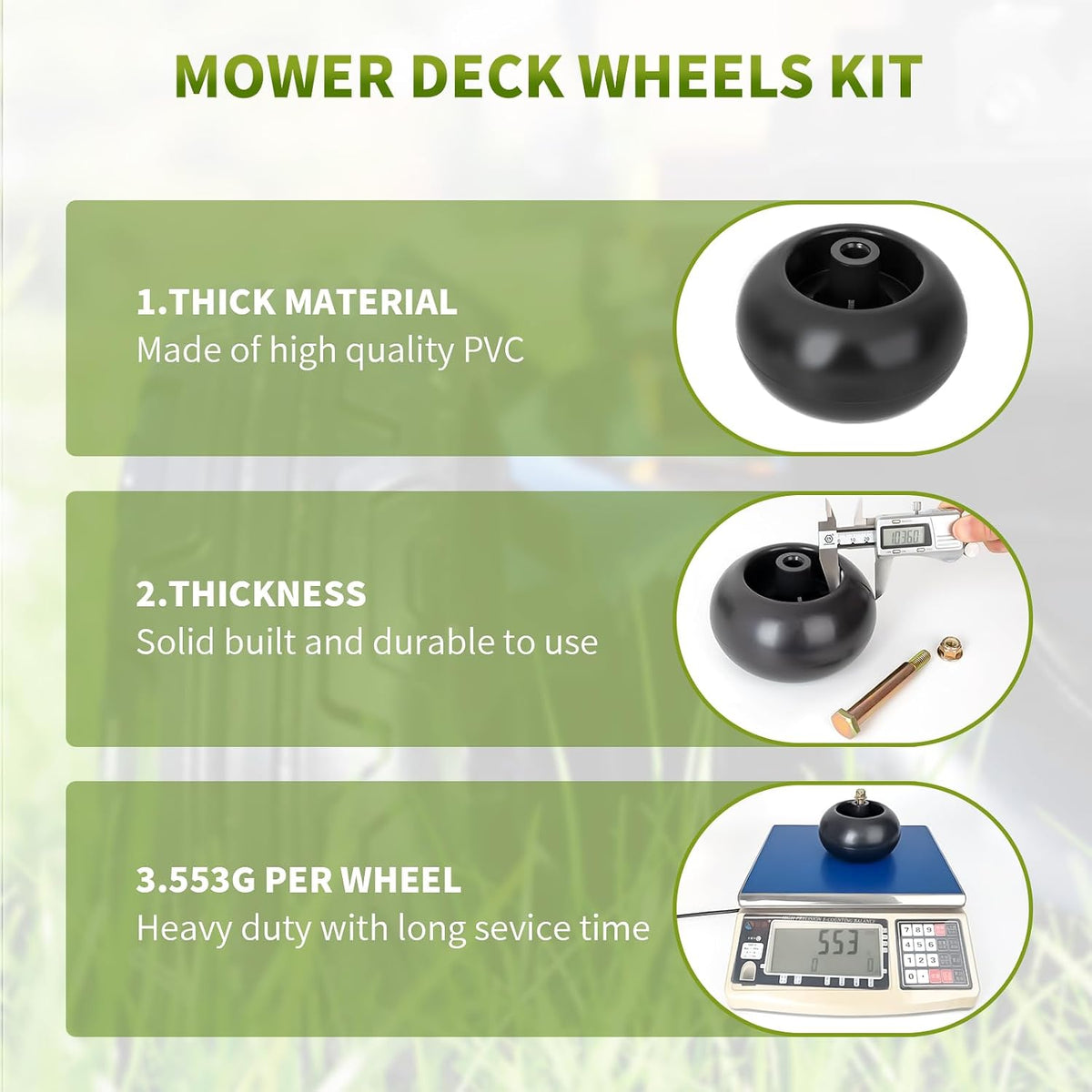 753-04856A Deck Wheels Fit for Craftsman Mower - Deck Rollers Gauge Wheel for Craftsman HU Cub Cad JD Lawn Mower Tractor, Work with 54" 48" Deck, Replaces 133957 734-03058, 6 Pack