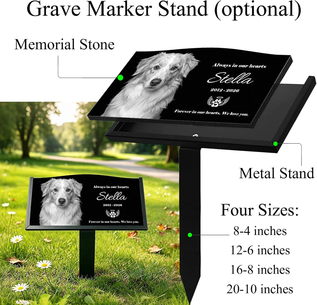 Personalized Pet Memorial Stone, Custom Granite Grave Marker for Dogs Cats