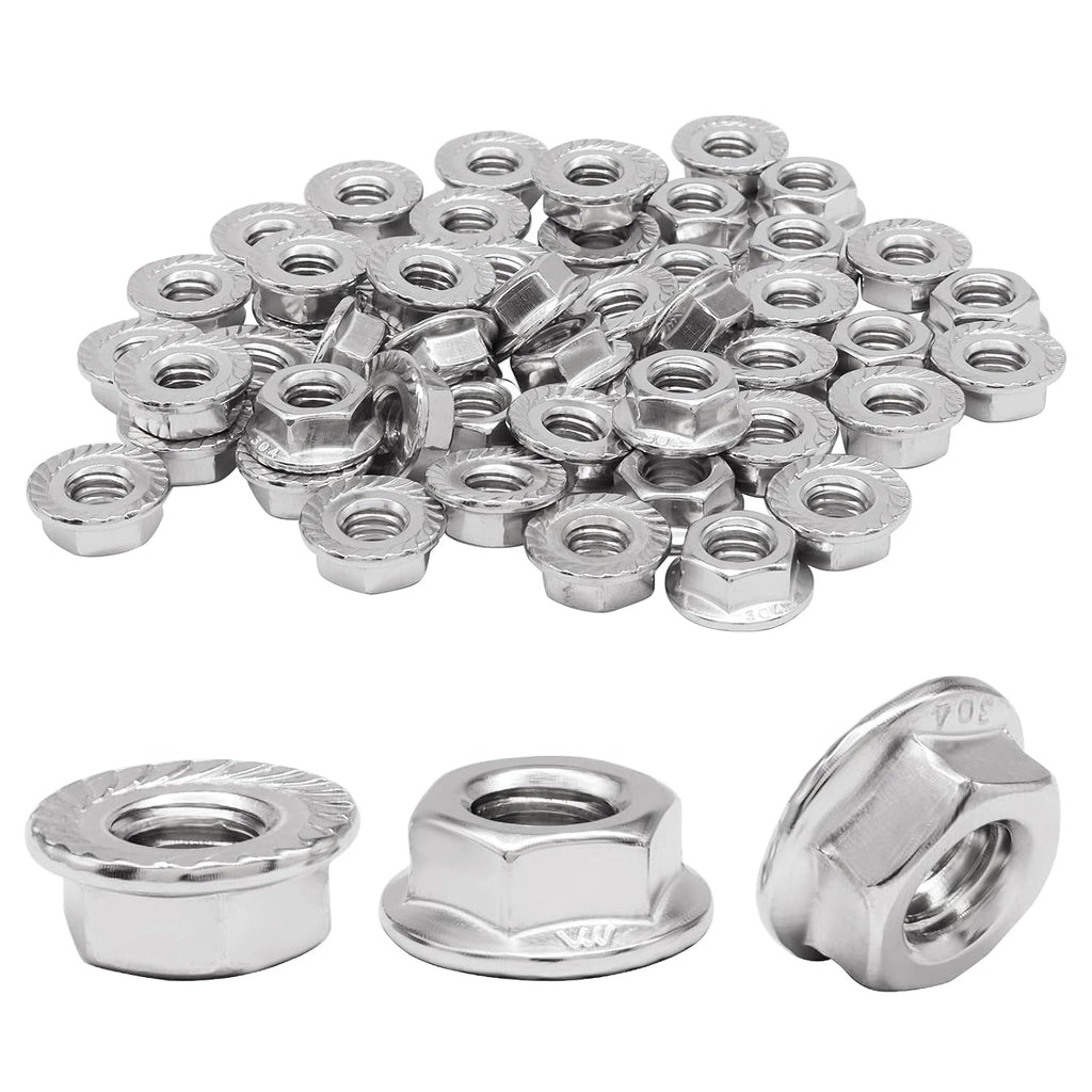Bonsicoky 5/16-18 Serrated Flange Nuts, 50 Pack, Silver