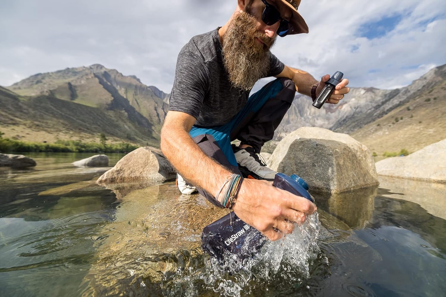 Peak Series — Collapsible Squeeze Bottle Water Filter System BPA Free - 650 ml for Trail Running, Camping, Hiking