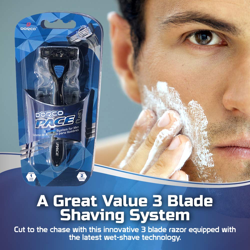 Pace 3 - Three Razor Blade Shaving System- Value Pack (10 Cartridges + 1 Handle)