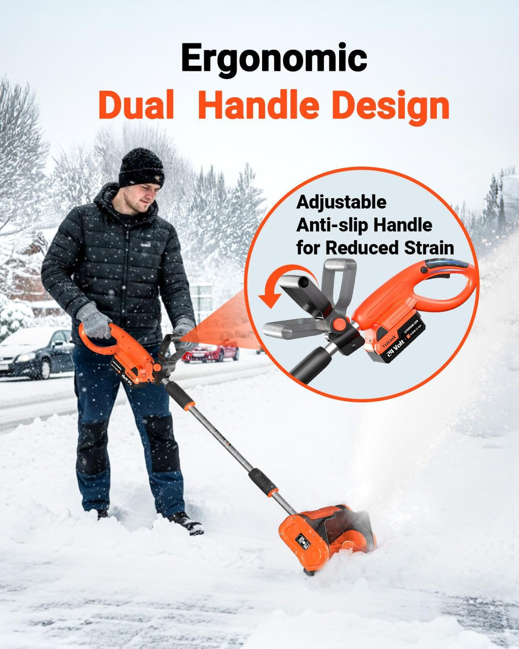 Cordless Snow Shovel - 24V | 11-Inch | 4-Ah Cordless Snow Blower, Battery Snow Blower with Adjustable Front Handle