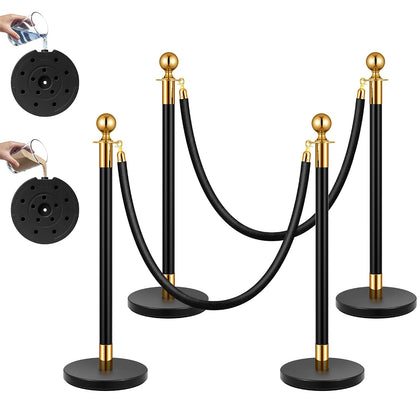 Black Stanchions and Velvet Ropes, 5 Feet Ropes and 39 Inch Posts