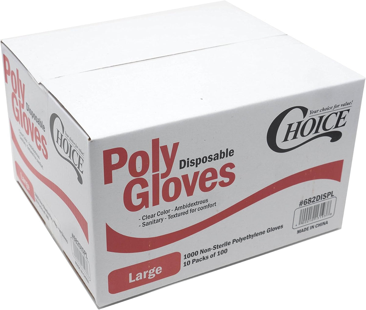 Choice Poly Disposable PE Gloves - Large - Pack of 1000