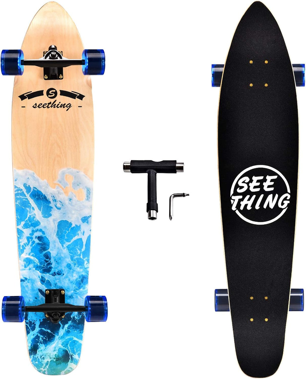 42 Inch Longboard Skateboard Complete Cruiser Pintail,The Original Artisan Maple Skateboard Cruiser Pintail for