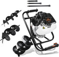 Post Hole Digger, 52cc 1800W Gas Powered Earth Auger Earth Digger, Auger Post Hole Digger with Two Drill Bit 6" & 10"