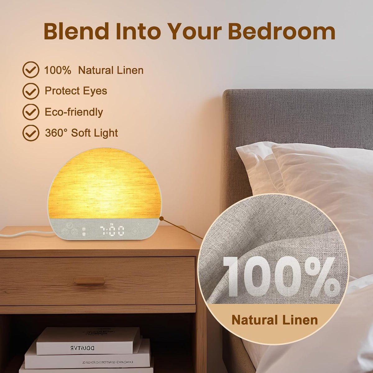 Sunrise Alarm Clock Wake Up Light for Heavy Sleeper with Remote | 37 White Noise Sounds, Tap Snooze, Bluetooth, USB