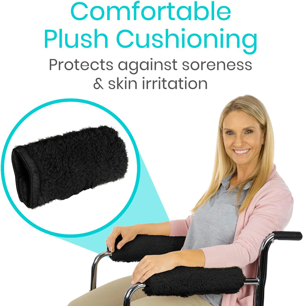 Wheelchair Armrest Pads (2 PCS) - Memory Foam Sheepskin Cushion Accessories for Transport Electric Wheel Chair Arm