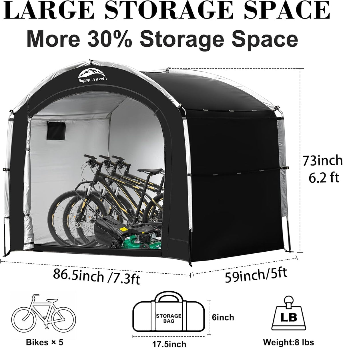 Outdoor Waterproof Bike Storage Tent Shed for 2/3/4/6/8 Bikes | Bicycle Covers Shelter with Window, Oversized Outside