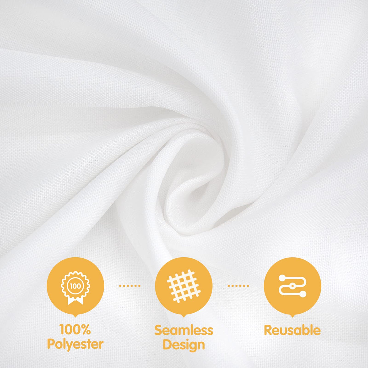6 Pack White Round Tablecloths 120 Inch for 60" Tables