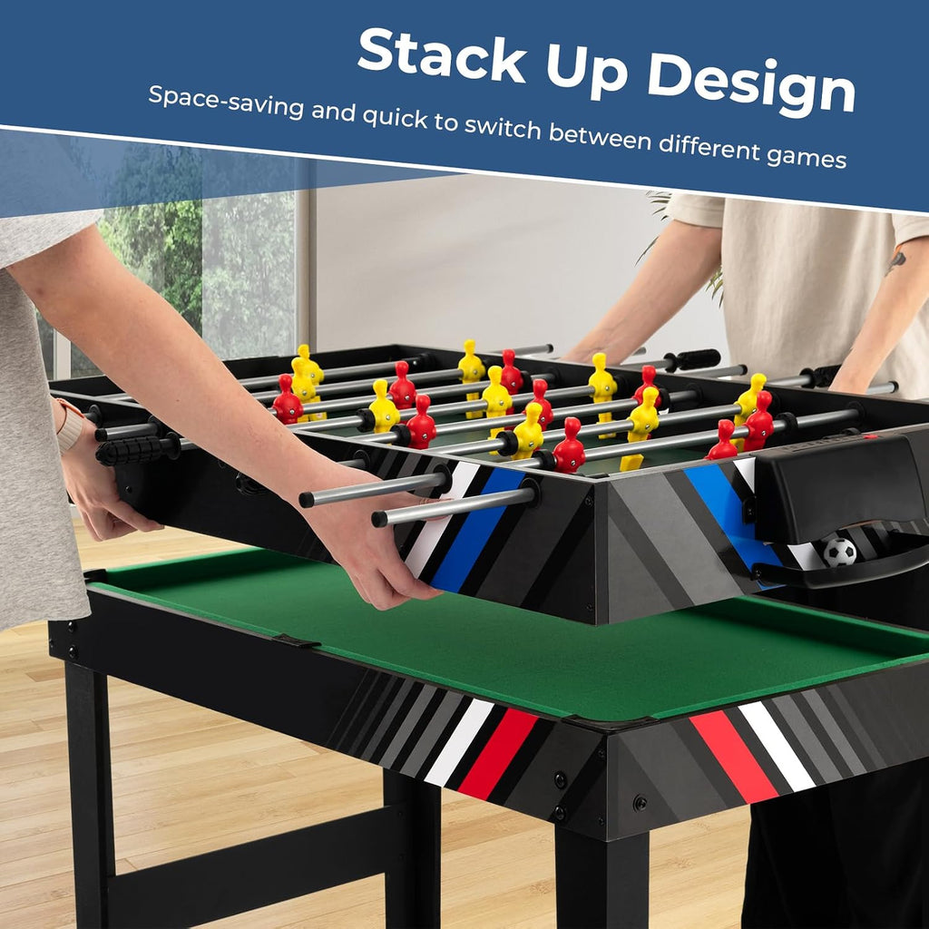 4 in 1 Multi Game Table, 49" Combo Game Table with Foosball Table, Pool Billiards, Air Hockey & Table Tennis for