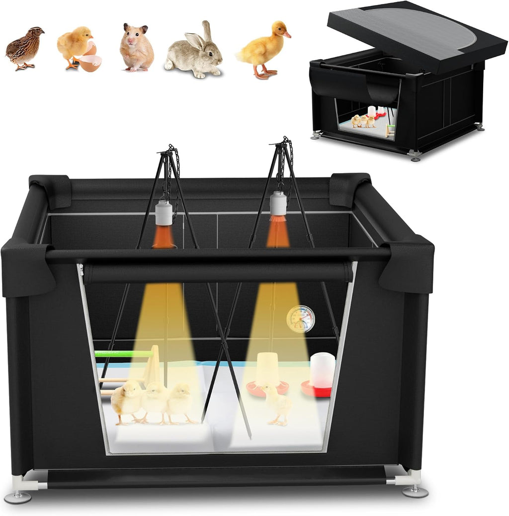 Large 42" x 42" x 36.6" Chicken Brooder Box Starter Kit, Brooder Pen for Chicks Ducks Quail, Temperature-Adjustable