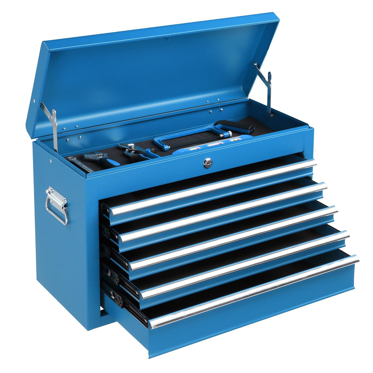 24" Portable Tool Box, 5 Drawer Tool Chest, Blue
