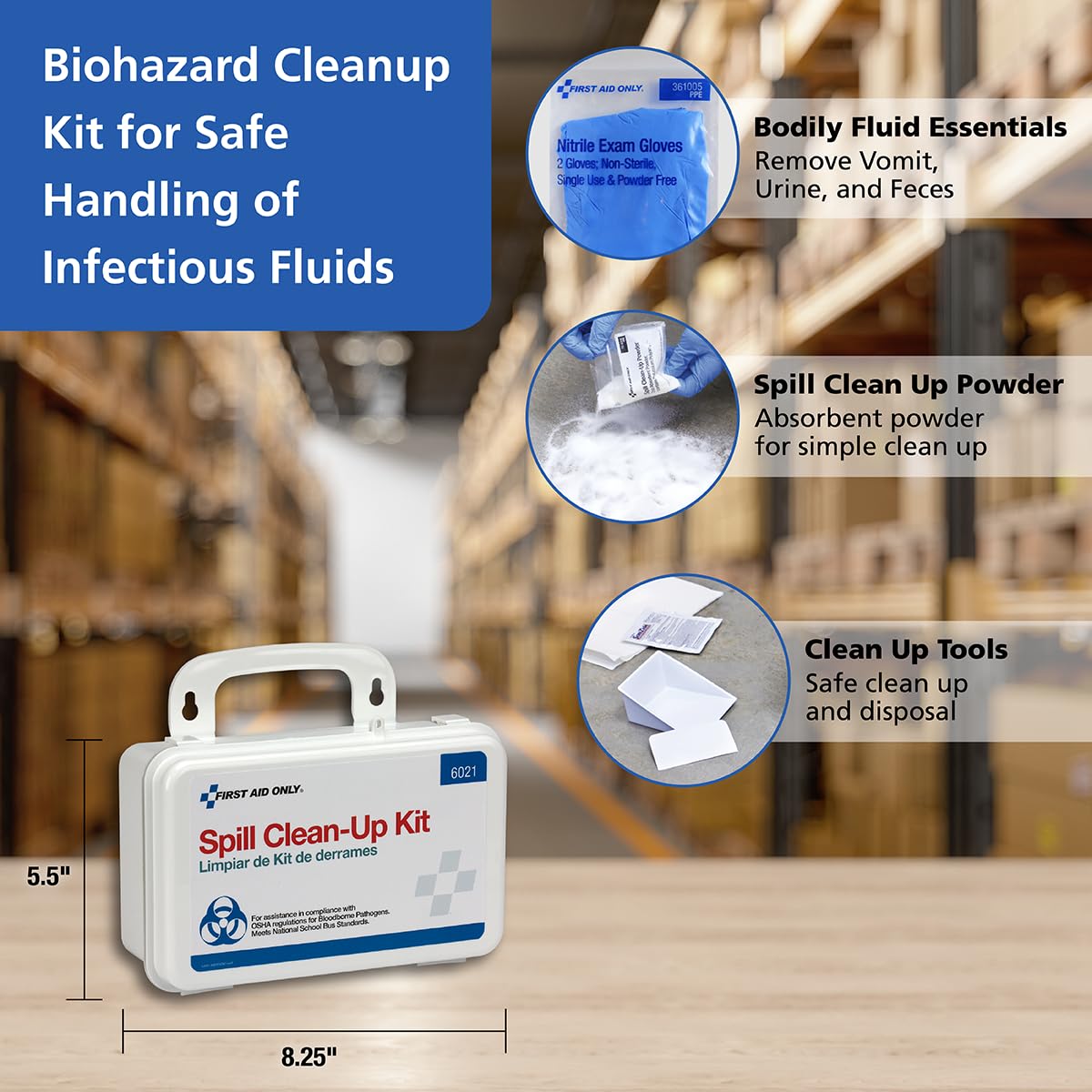 First Aid Only 21-Piece Body Fluid Spill Cleanup Kit with Case