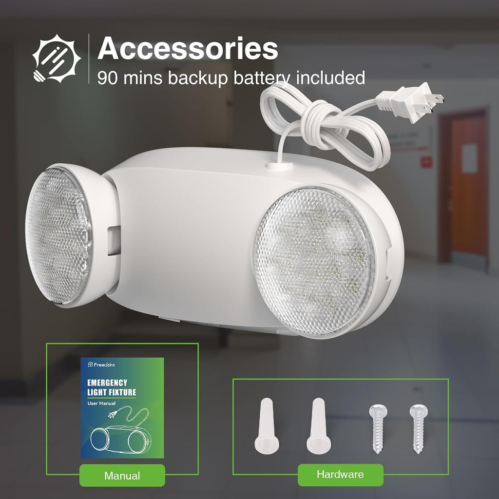 FREELICHT 4 Pack Led Emergency Lights with Round Head, 4FT Plug in Cord
