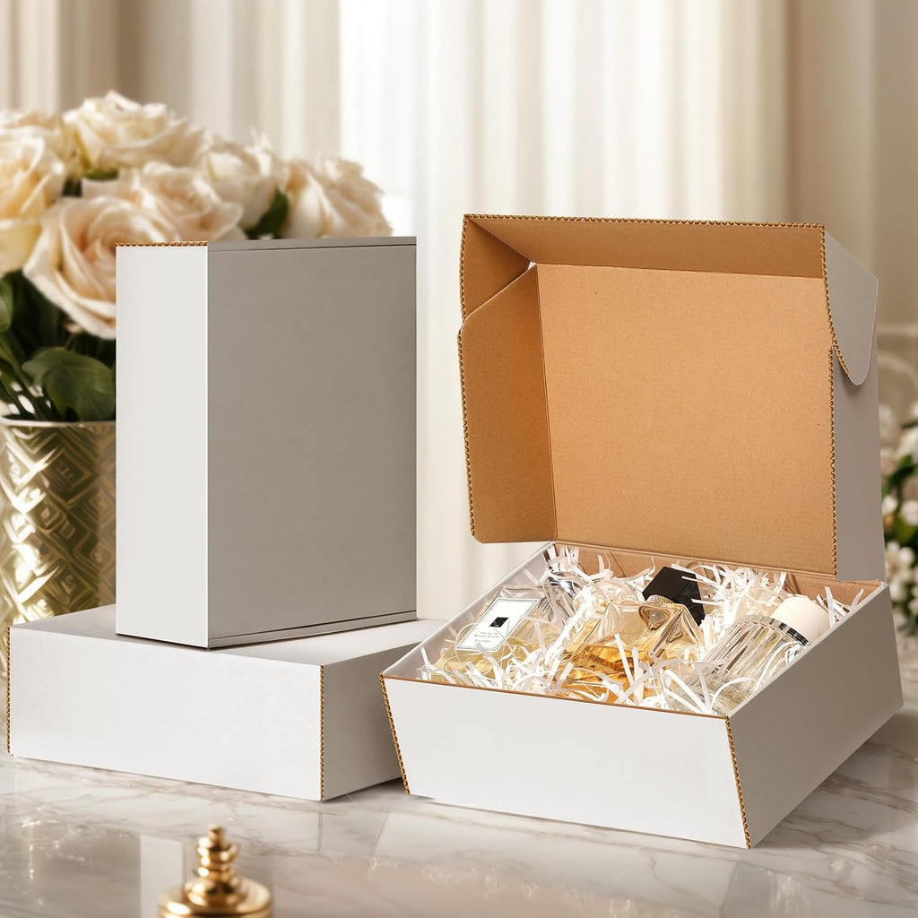 9x6x2 inches Shipping Boxes Set of 50, White Corrugated Cardboard Boxes Literature Mailer Boxes Gift Boxes Small