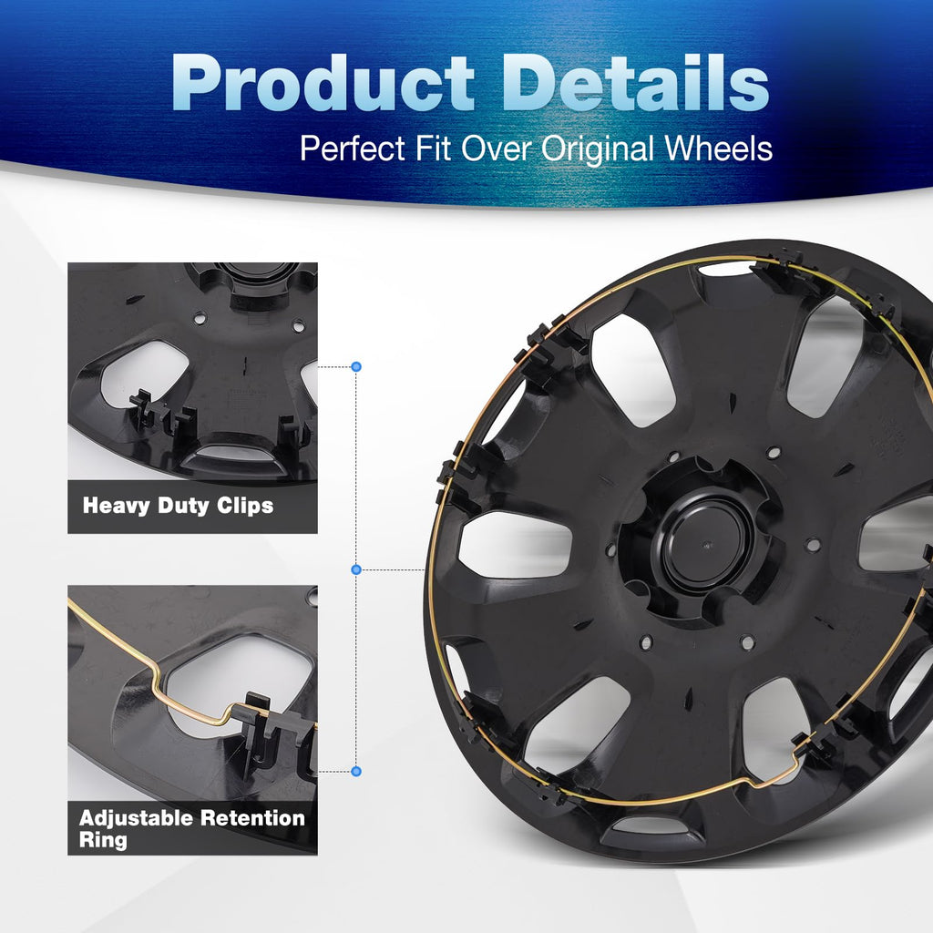 Hubcaps Set Replacement for 2010-2013 Ford Transit Connect, 15-inch
