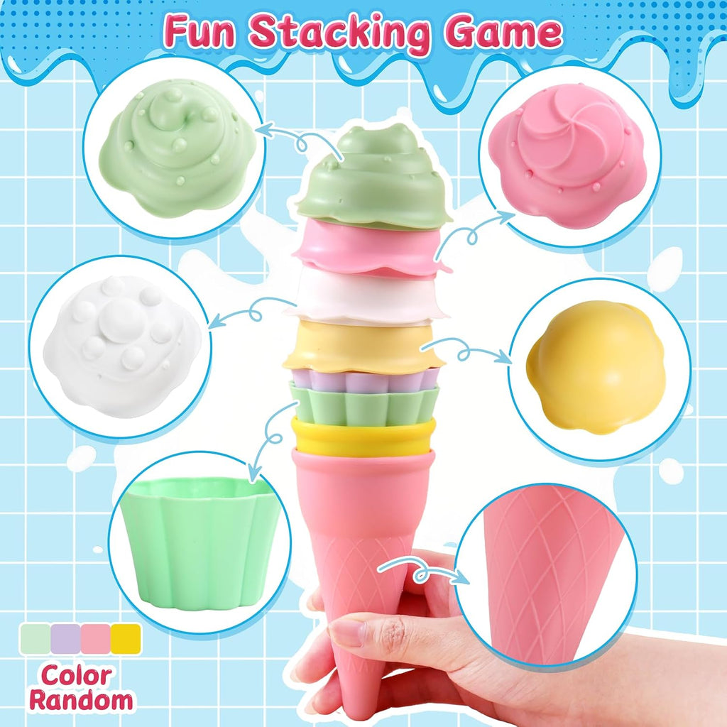 Bath Toys for Kids Ages 4-8 Ice Cream Foam Maker Play Set | Bubble Pretend Play Cake Set Bath Toys for Toddlers 3-5