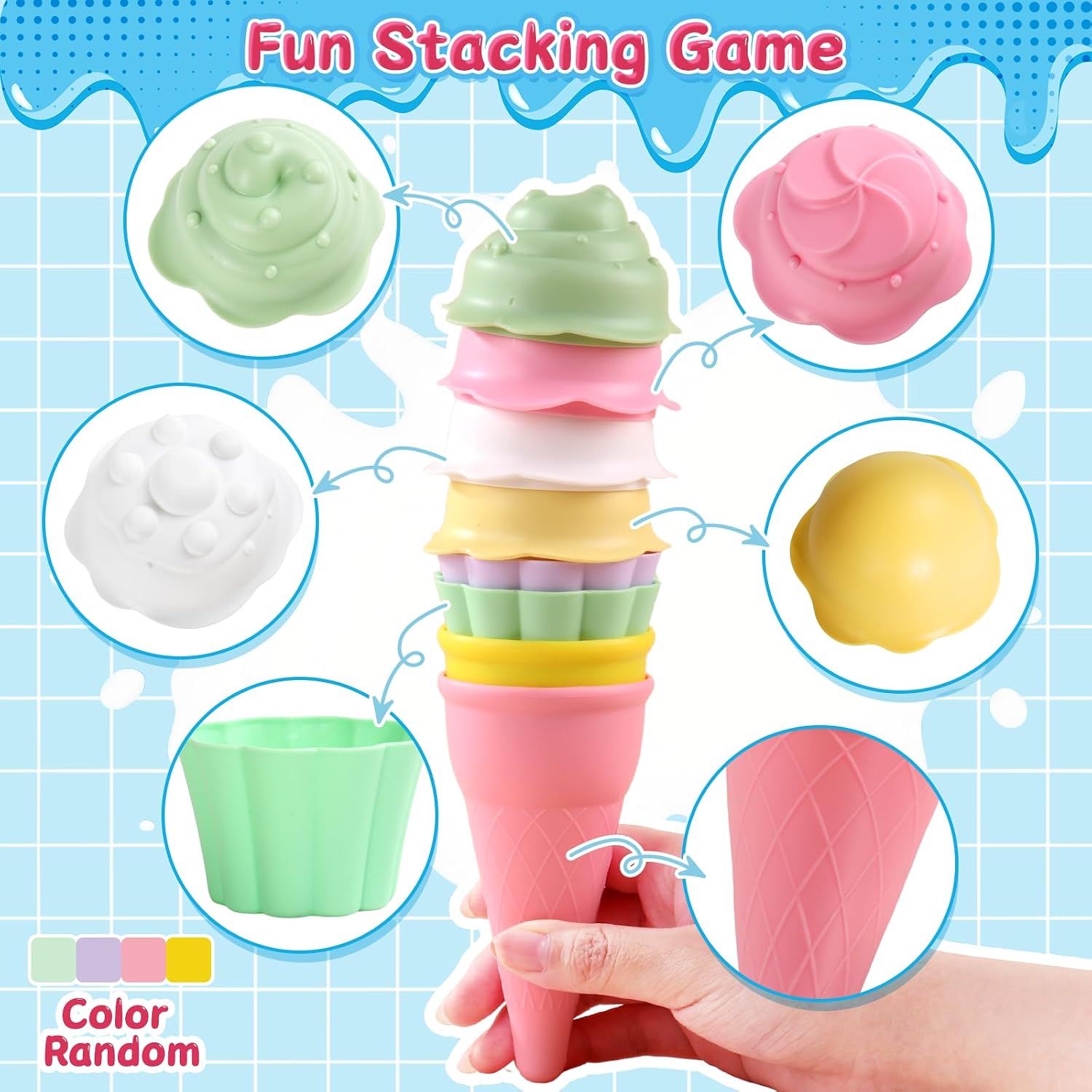Bath Toys for Kids Ages 4-8 Ice Cream Foam Maker Play Set | Bubble Pretend Play Cake Set Bath Toys for Toddlers 3-5