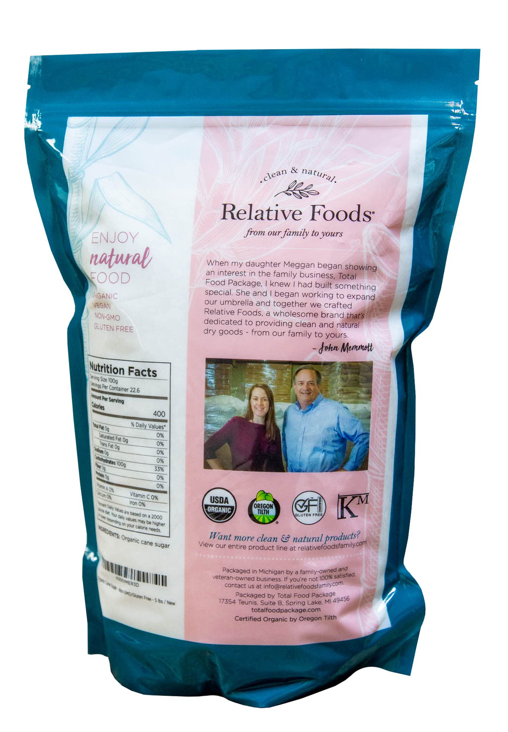 Organic Cane Sugar Crystals, Vegan, 5 lb