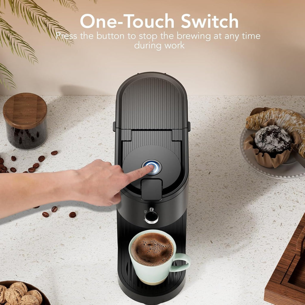 Single Serve Coffee Maker, 2 in 1 Coffee Brewer for K-CUP Pod & Ground Coffee, 6-14 Oz Adjustable Brew Sizes, 14Oz