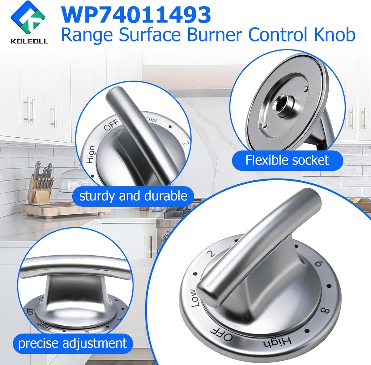 2pc WP74011493 Range Surface Burner Control Knob