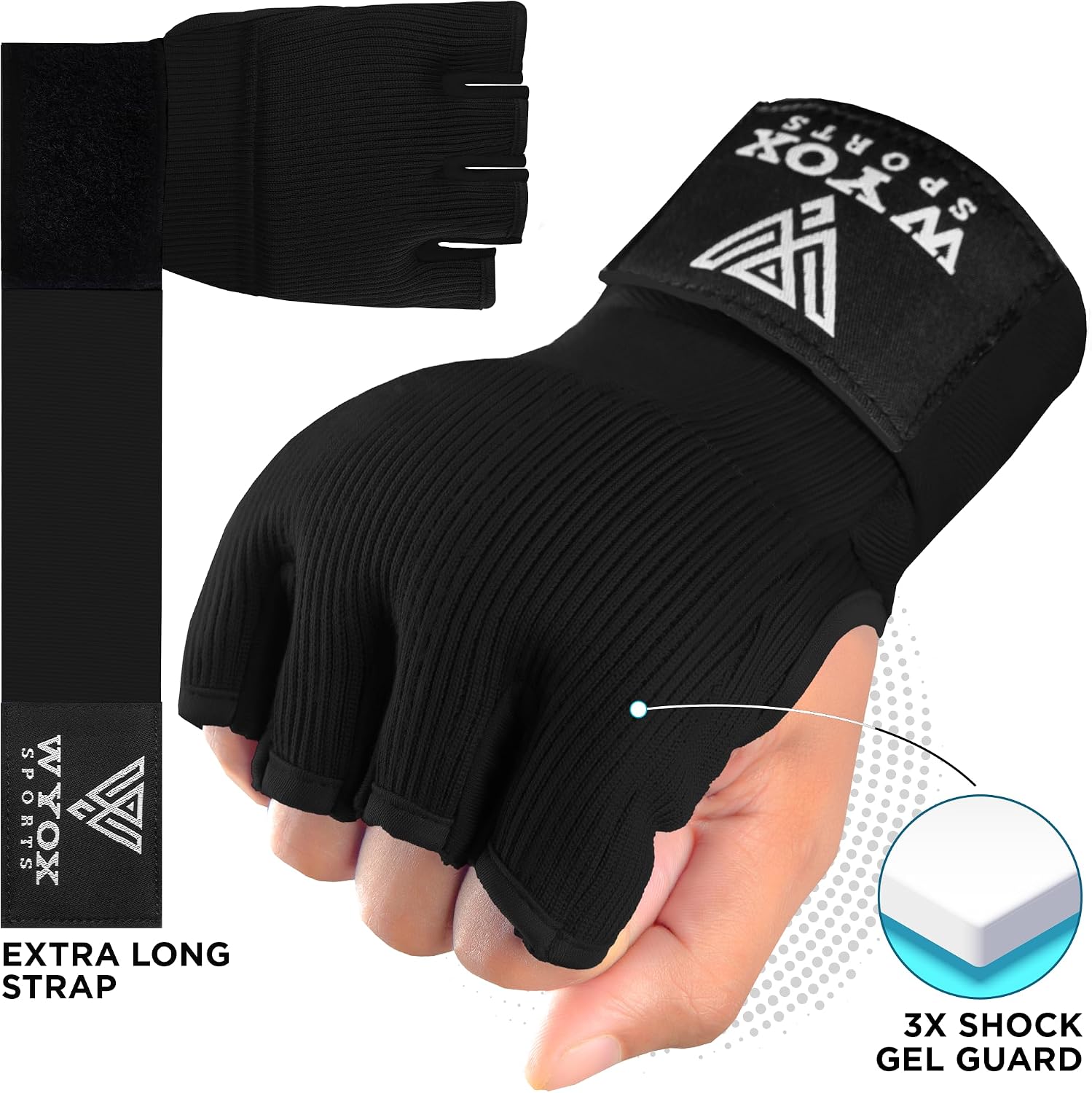 Gel Boxing Hand Wraps Inner Gloves for Men & Women – 80cm/31inch Quick Wrist Strap, Padded Knuckle Support