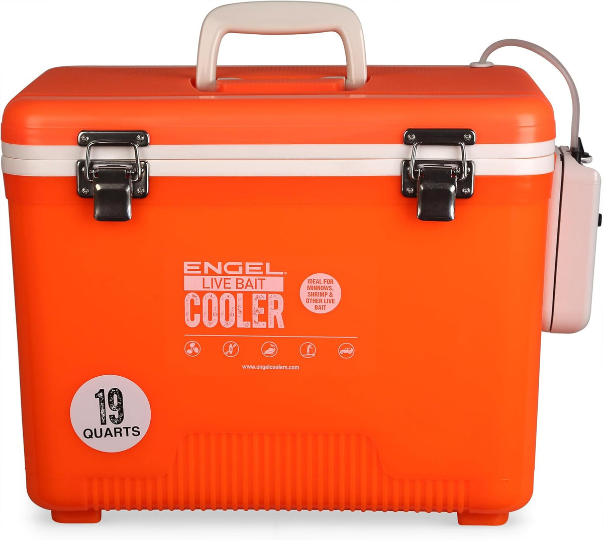 Live Bait Cooler Box with 2nd Gen 2-Speed Aerator Pump - Portable Fishing Station & Minnow Bucket for Shrimp & Other