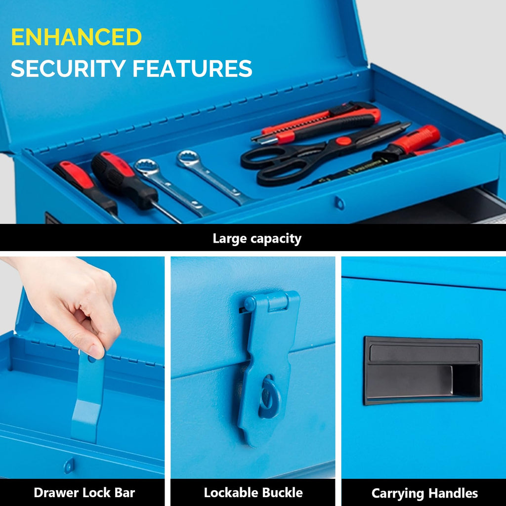 5-Drawer Rolling Tool Chest, Tool Storage Cabinet w/Drawers, Lockable Wheels, Detachable Top & Adjustable Shelf