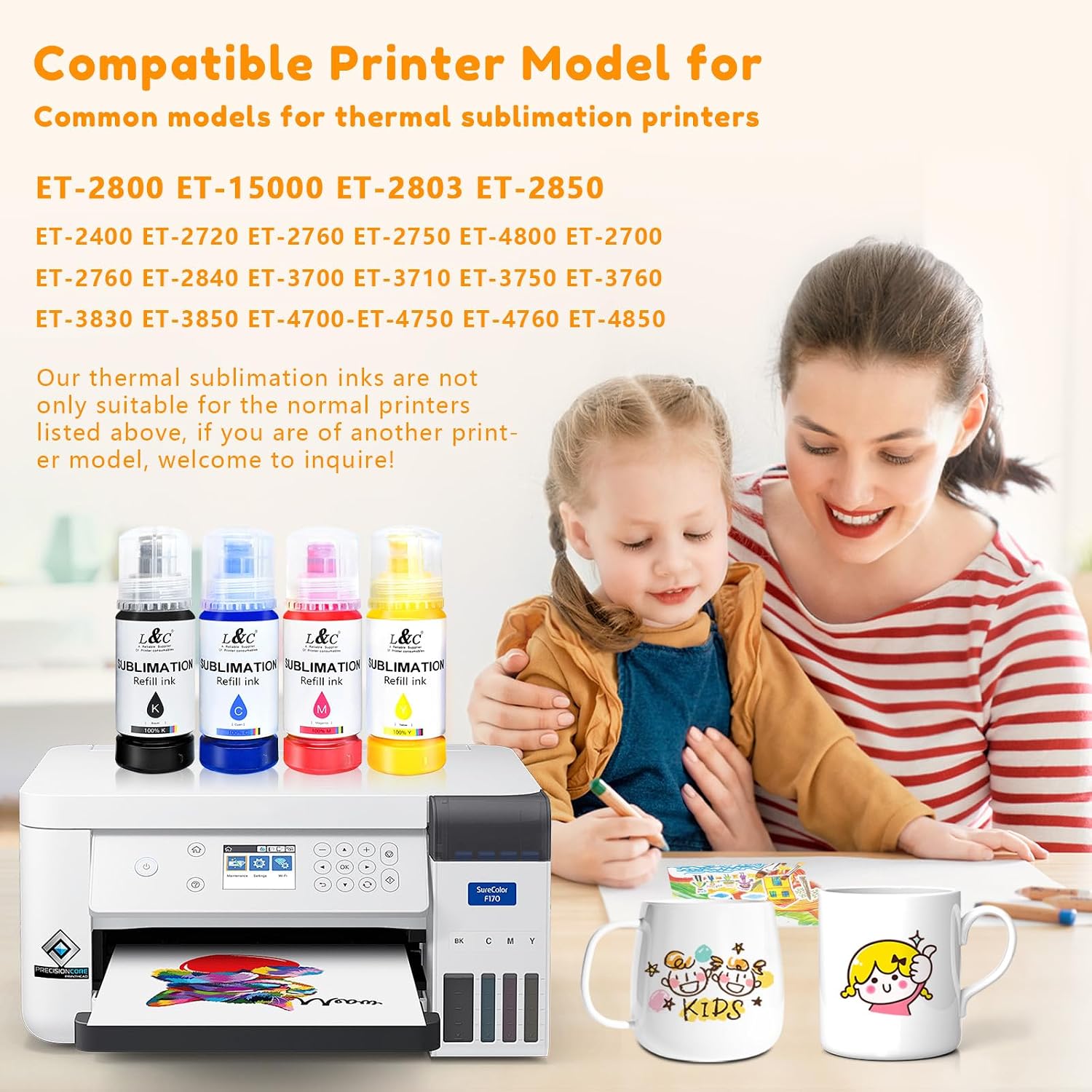 Sublimation Ink Refill Bottles Auto Refill Compatible for ET2400 ET2720 ET4800 ET-2803 ET-2800 ET-2840 ET-4700