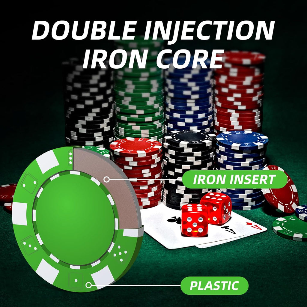 Poker Chip Travel Set, 100PCS 5 Color Professional Poker Chips in Cardboard Gift Box, 11.5 Gram Clay Composite Casino