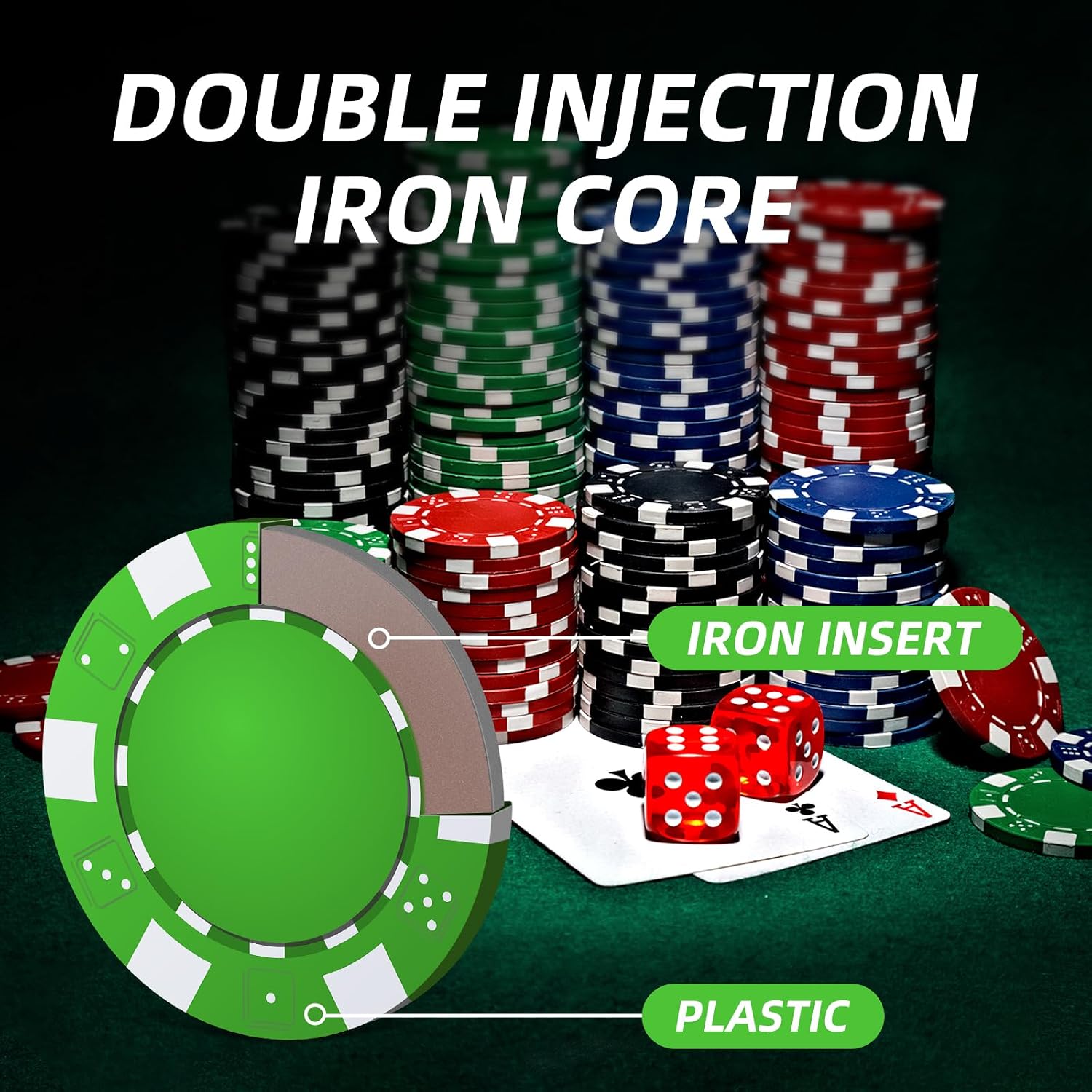 Poker Chip Travel Set, 100PCS 5 Color Professional Poker Chips in Cardboard Gift Box, 11.5 Gram Clay Composite Casino