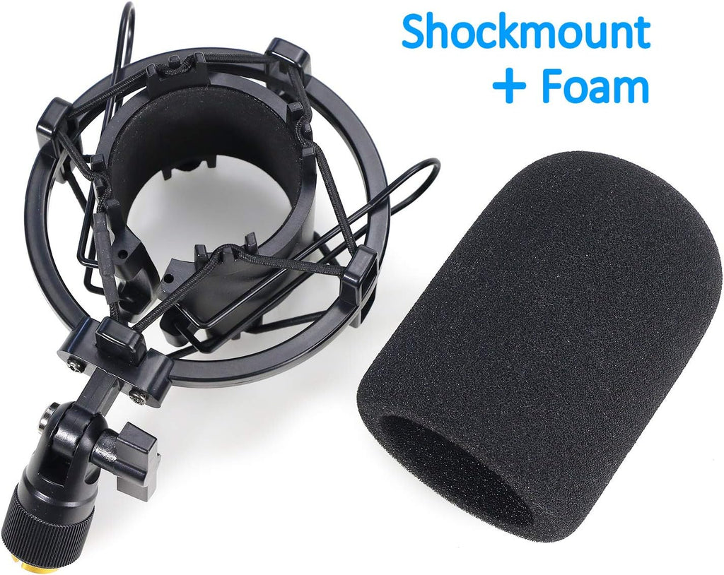 AT2020 Shock Mount with Windscreen, Shock Mount Stand with Foam Pop Filter for Audio Technica AT2020 AT2035 AT4040